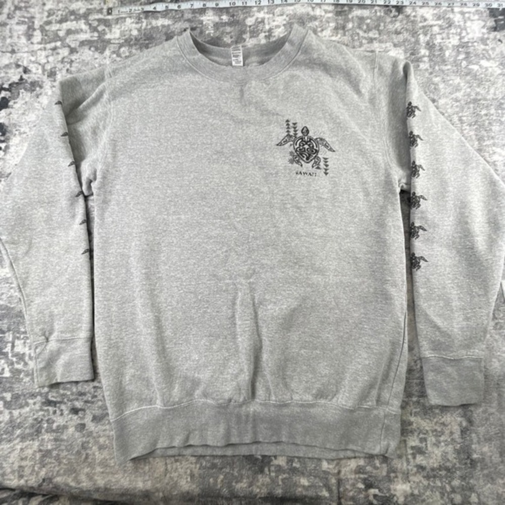 Smart Blanks Mens‎ XL Hawaii Tribal Turtle Tourist Merc Gray Graphic Pullover